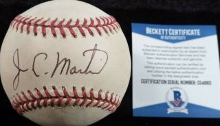 Beckett - Bas J.  C.  Martin Autographed - Signed Al Gene Budig Baseball C04683 Jc