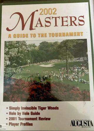 Jack Nicklaus Autographed 2002 Masters Program & Tiger Woods Upper Deck Card 3