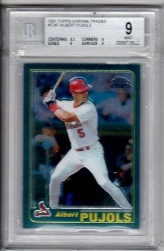 Mlb 2001 Topps Chrome Albert Pujols Cardinals Rc Rookie Bgs 9 (hall Of Fame)