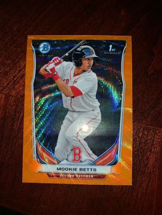 2014 Bowman Chrome Orange Wave Refractor Mookie Betts Red Sox