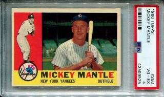 1960 Topps 350 Mickey Mantle Psa 4 Centered