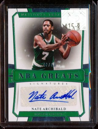 2018 - 19 National Treasures Nba Greats Nate Archibald Auto Autograph 42/49 Hof