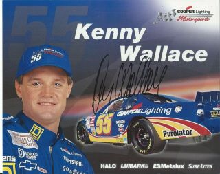 Signed 2000 Kenny Wallace 55 Nascar Busch Series " Cooper Lighting " Postcard