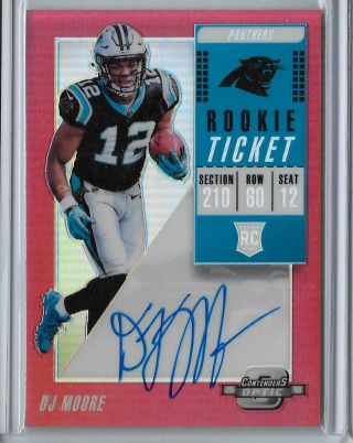 Dj Moore 2018 Contenders Optic Red Rookie Ticket Rc Auto 115/199