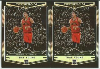 (2) 2018 - 19 Panini Chronicles Trae Young Rookie Obisidian Silver Prizm Sp Hawks