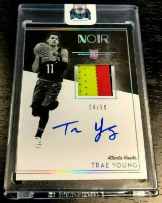 34/99 Trae Young 2018 - 19 Panini Noir Autograph Rookie Patch Auto True Rpa Hawks