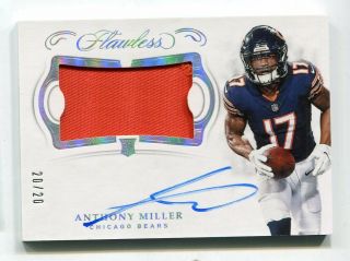 2018 Panini Flawless Anthony Miller Rc Player Worn Jersey Patch Auto Ed 20/20