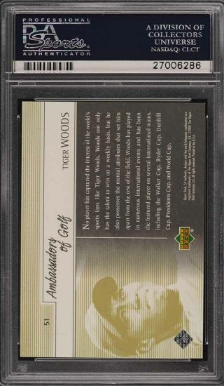 2001 SP Authentic Preview Red Tiger Woods ROOKIE RC /50 51 PSA 7 NRMT (PWCC) 2