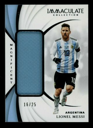 2018 - 19 Immaculate Soccer Lionel Messi Worn Jersey 16/25 Argentina