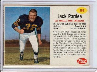 Jack Pardee 1962 Post 159 Los Angeles Rams