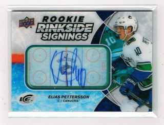 2018 - 19 Upper Deck Ice Rookie Rinkside Signings Rrs - Ep Elias Pettersson Auto