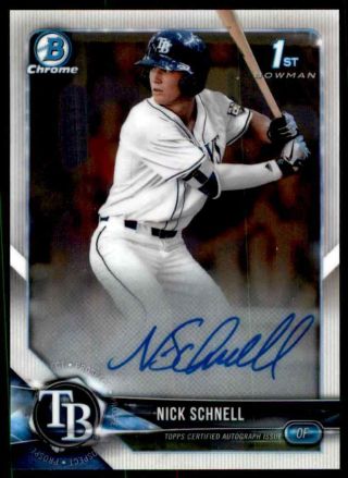 2018 Bowman Chrome Draft Prospect Nick Schnell Rc Auto Rays