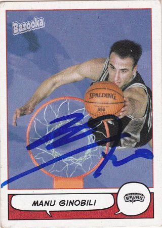 Manu Ginobili San Antonio Spurs Signed 2004 - 05 Topps Bazooka Basketball Card