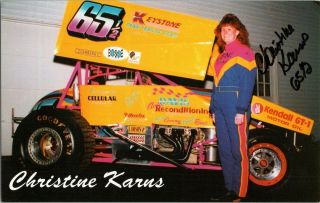 Sprint Car Christine Karns Signed Hero Post Card Karns Racing
