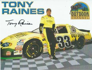 Signed Tony Raines 33 Nascar Busch Series " The Outdoor Channel " Postcard B/b