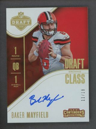 2018 Contenders Nfl Draft Baker Mayfield Browns Rc Rookie Auto 11/18