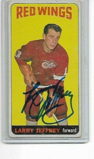 Larry Jeffrey 1964 - 65 Topps Detroit Red Wings Autograph Card