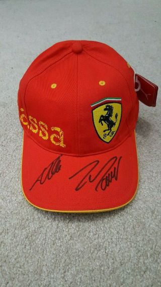 Felipe Massa & Fernando Alonso Hand Signed Cap Hat Ferrari Last Year Massa