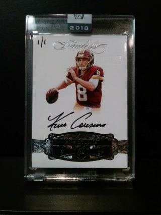 2016 Kirk Cousins On Card Auto 1/1 Flawless Silver Out Of 2018 Honors Redskins