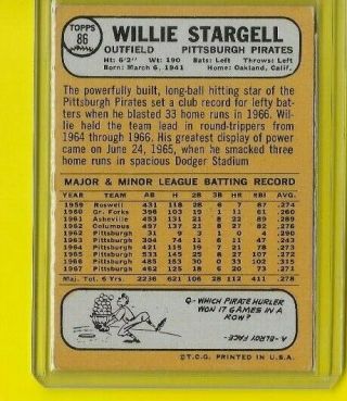 1968 Topps Willie Stargell Pittsburgh Pirates 86  2