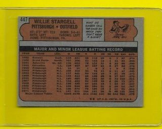 1972 Topps Willie Stargell Pittsburgh Pirates 447 ⭐️ 2