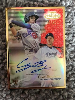 Cody Bellinger 2017 Topps Gold Label Red Auto 19/25 Rc Rookie Card