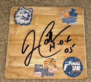 Jim Calhoun Signed 6x6 Parquet Floorboard Floor Uconn Huskies Basketball