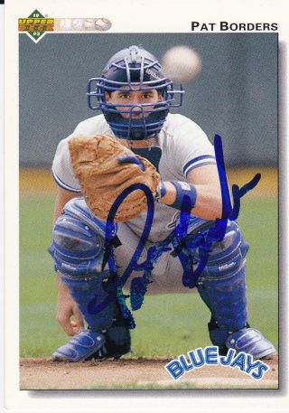 Autographed Signed Mlb Baseball Card Pat Borders Blue Jays