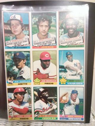 1976 Topps Baseball 9 Cards Uncut