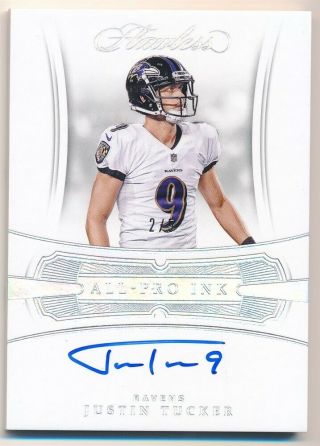 Justin Tucker 2018 Panini Flawless All Pro Ink Autograph Ravens Auto Sp 2/5