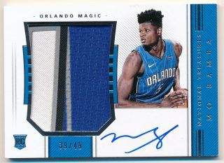Mo Bamba 2018/19 National Treasures Rookie Autograph 4 Color Patch Auto Sp /49