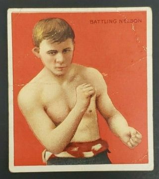 1910 T - 218 Mecca Cigarettes Tobacco Boxing Card Battling Nelson Bv $135