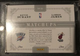 LeBron James,  Kevin Durant 15/25 National Treasures Dual Jersey Patch Non Auto 2