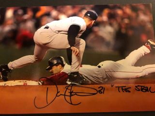 Dave Roberts Signed 4x6 Photo 2004 Wsc The Steal Boston Redsox Ws Auto