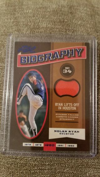 2016 Prime Cuts Biography Materials Jersey Blue Bio - Nr Nolan Ryan 27/49 Astros