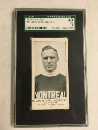 1924 - 25 V145 - 2 Louis Berlinquette 41 Sgc 40 Vg 3 Very Good Montreal Rc