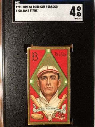 1911 T205 Jake Stahl,  Boston Red Sox Sgc 4 Like Psa Tough