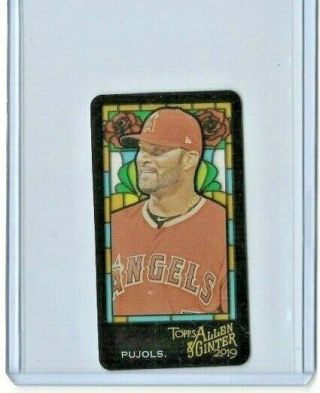 2019 Topps Allen & Ginter Albert Pujols Mini Stained Glass Ssp Ext Rip Angels