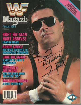 Eb2553 Bret The Hitman Hart Signed Historical Wrestling Document W/coa