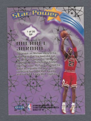 1997 - 98 Ultra Star Power Michael Jordan Insert Card 1 BULLS HOF 2