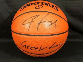 Giannis Antetokounmpo Signed Autographed Basketball Inscribed Greek Freak W/