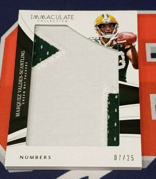 2018 Immaculate Marquez Valdes - Scantling Numbers Jumbo Patch 07/25 Rc Packers