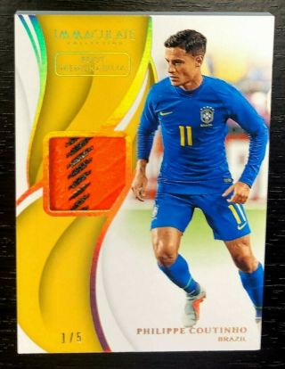 1/5 Philippe Coutinho 2018 - 19 Immaculate Soccer Match Worn Boot Patch Brazil