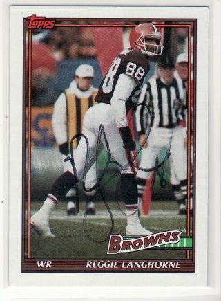 Reggie Langhorne Cleveland Browns 1991 Topps 595 Autographed Card