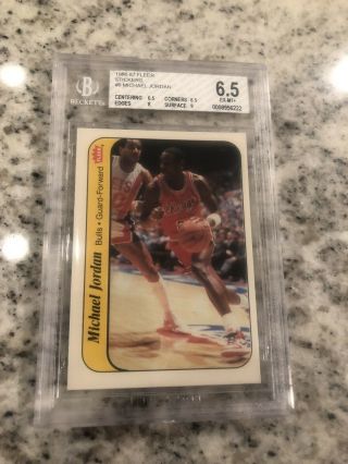 1986 - 87 Fleer Bgs 6.  5 Michael Jordan 8 Beckett Graded Rookie Card Sticker