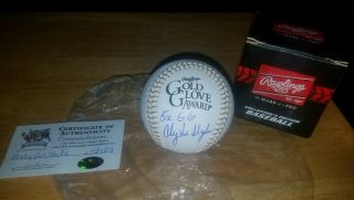 Andy Van Slyke Cardinals Pirates Signed Gold Glove Baseball With Gold Stitching