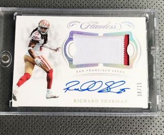 Richard Sherman 2018 Flawless On Card Patch Auto /15 49ers Autograph