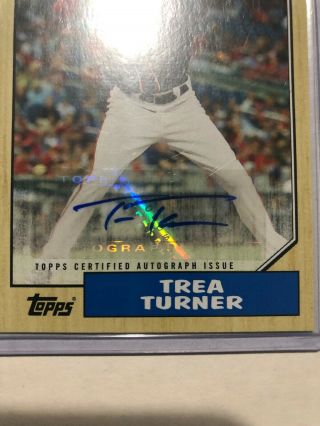2017 Topps Series 1 Trea Turner Auto 30th Anniversary 1987 Topps Baseball 2