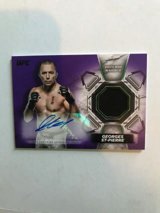 2018 Topps Ufc/knockout Georges St - Pierre (21/25) (purple) Auto Relic Card