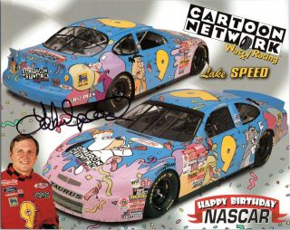 Nascar Lake Speed Signed 8x10 Photograph Hero Card Cartoon Network Wacky Racing